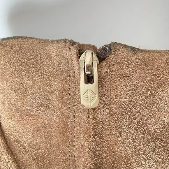 Antonio Melani Tan Suede Leather Wedge Bootie Womens size 7 Zipper Closure - Picture 14 of 16